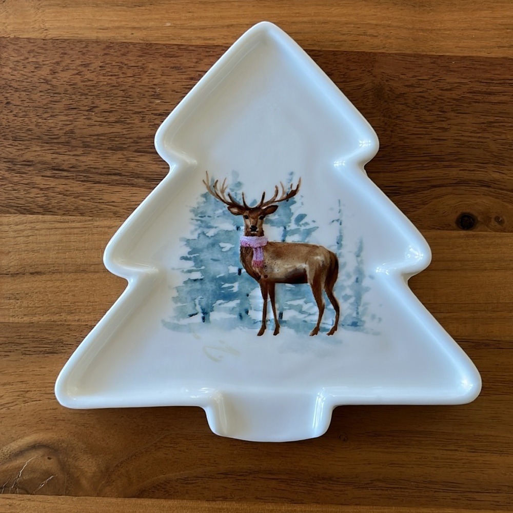 COOKSMART England Christmas Theme Spoon Rest Tree Shape 3D Deer Design Whimsical
